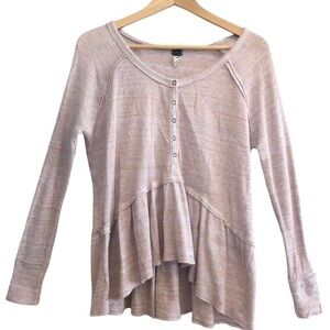 🌈 6/$60, Free People, Long Sleeve Swing Top, Space Dye Blush Pink, Size XSmall